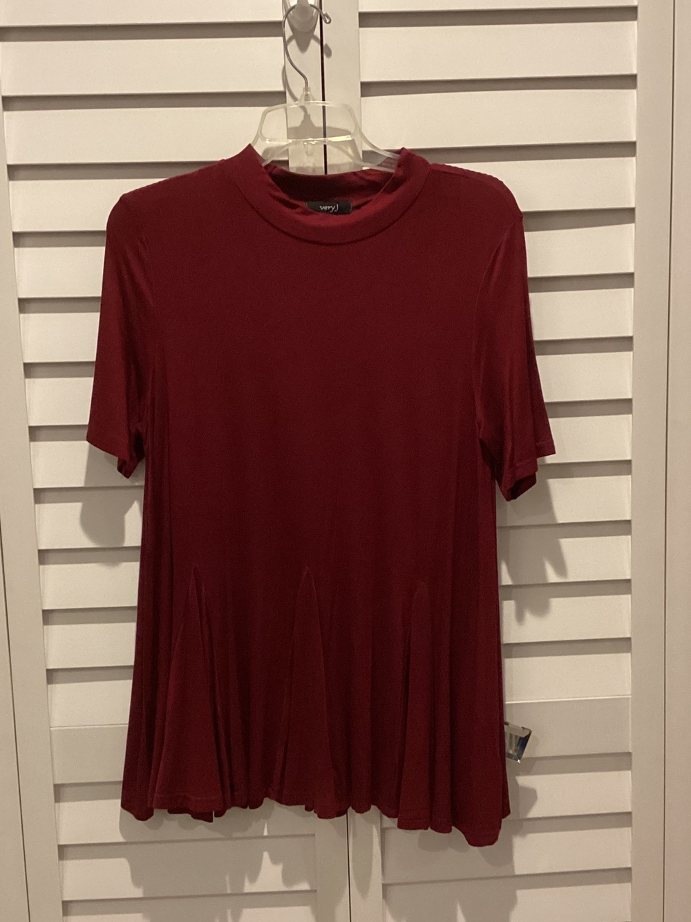 Very J Short-Sleeve Swing Tunic - Wine color, very soft and comfy.